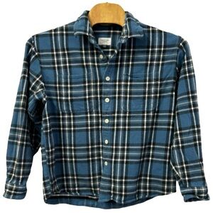 American Eagle Men’s Relaxed Fit Flannel Plaid Button‎ Down Shacket Shirt  Sz L